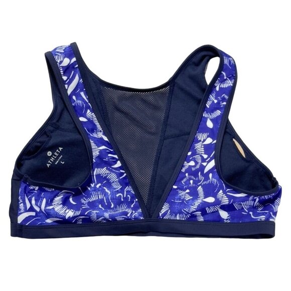 ATHLETA Women's Sports Bra Nylon Blue Breathable Comfortable Fit Mesh V Size L - Picture 6 of 8